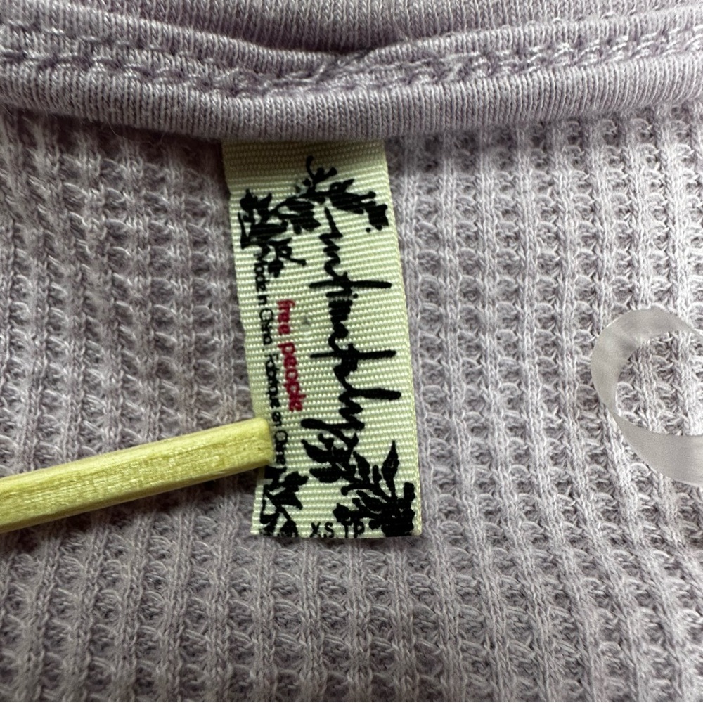 Free People Lavender Waffle Thermal Long Sleeve Top Size XS Intimately Free - Picture 9 of 11